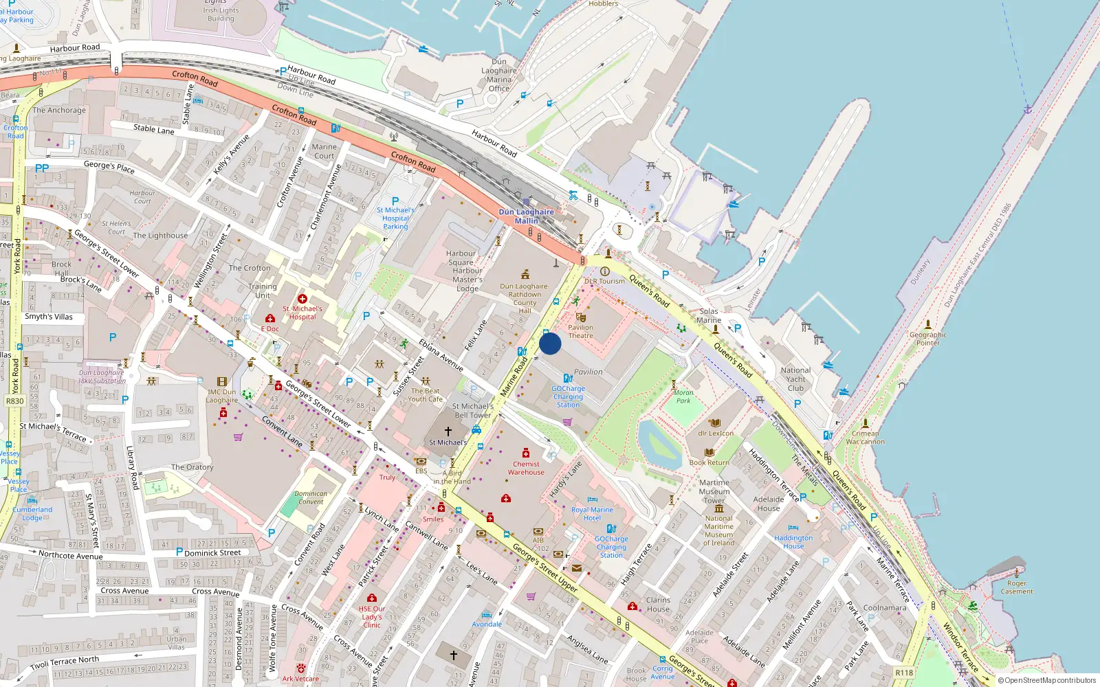 Overhead map showing the location of 9 Marine Road, Dublin