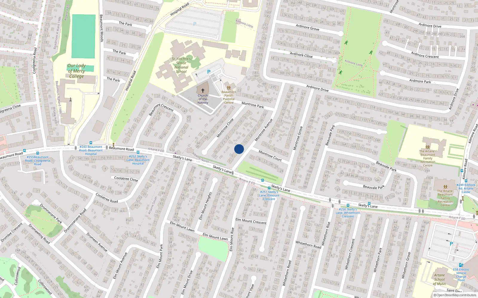 Overhead map showing the location of 9 Montrose Avenue, Dublin 5