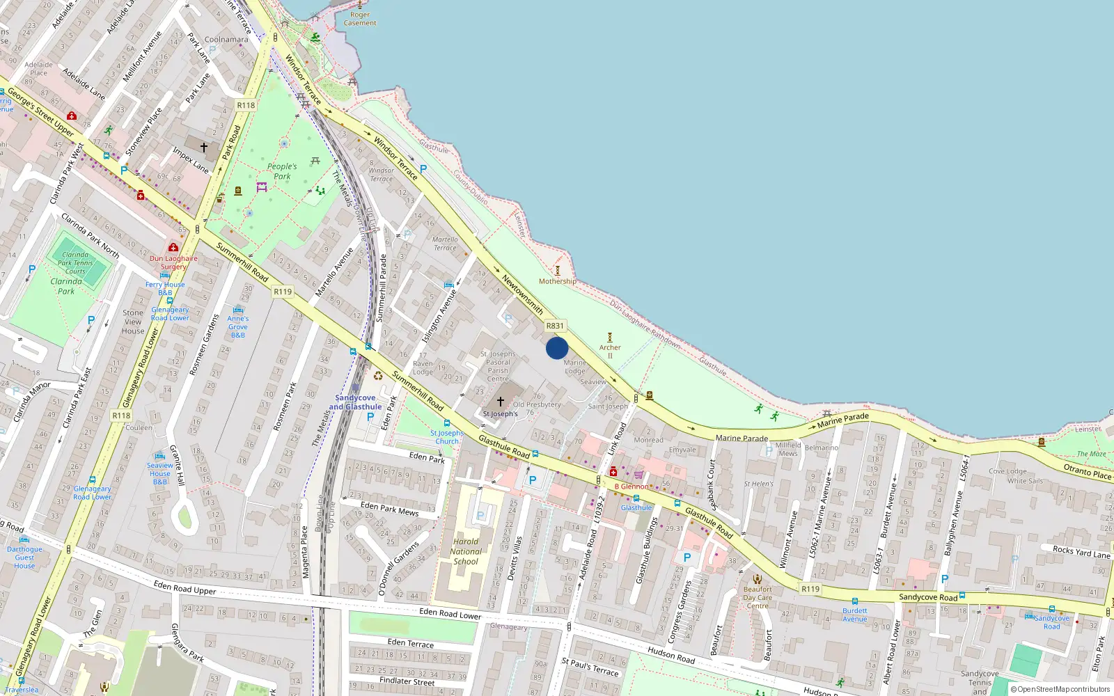 Overhead map showing the location of 9 Newtownsmith, Dublin