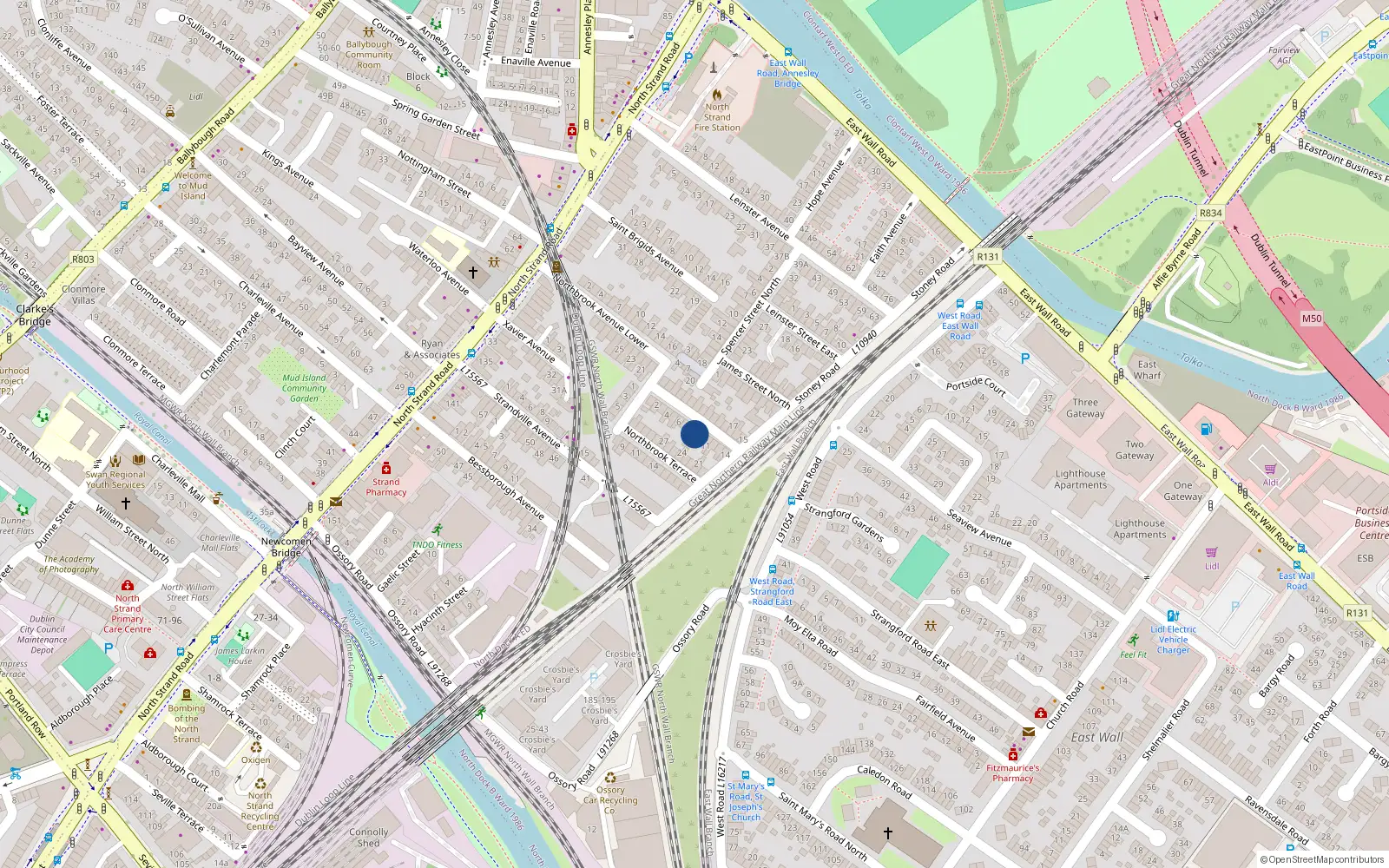 Overhead map showing the location of 9 Northbrook Avenue Upper, North Strand