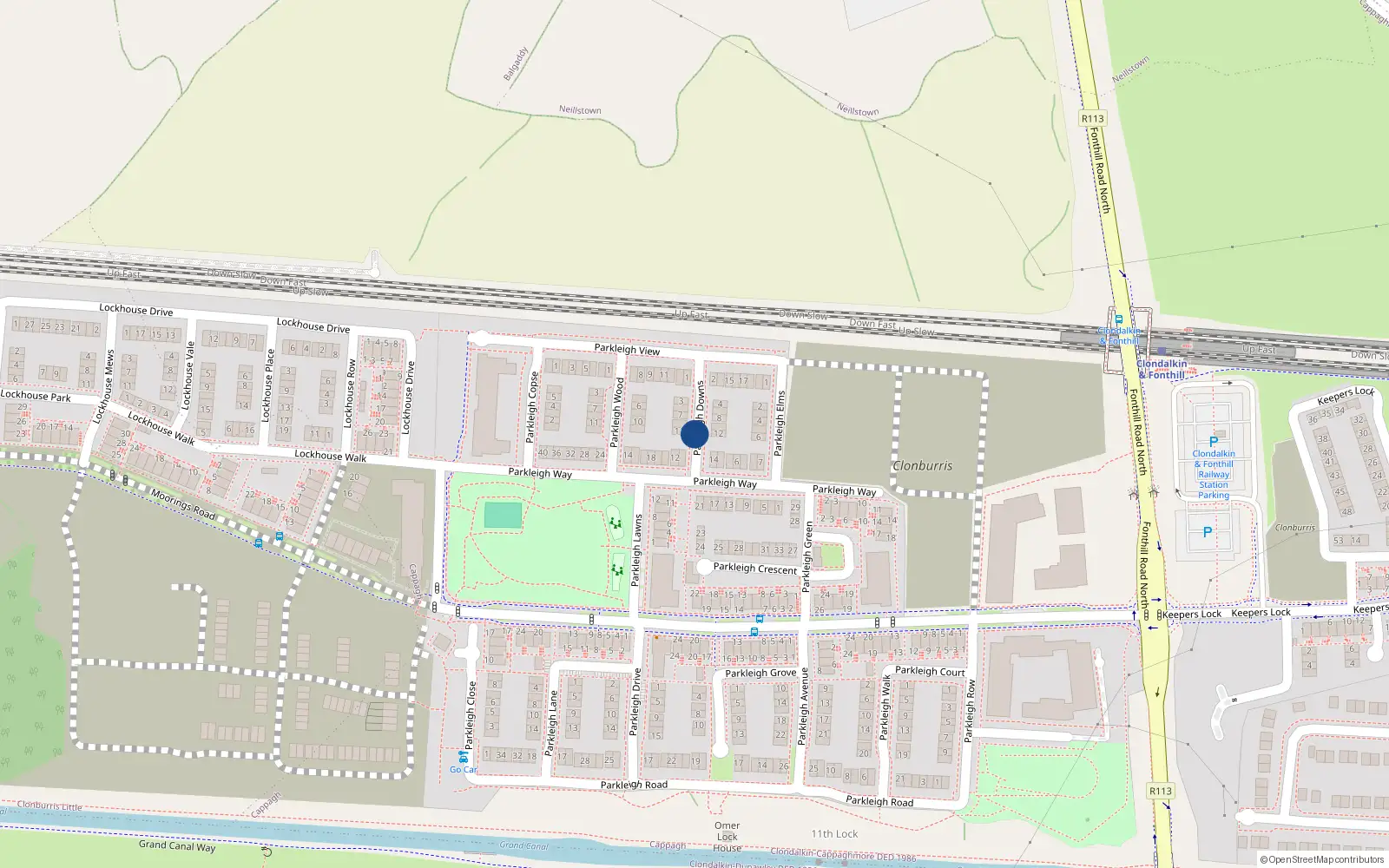 Overhead map showing the location of 9 Parkleigh Downs, Lucan