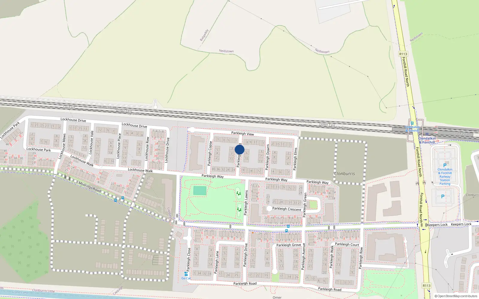 Overhead map showing the location of 9 Parkleigh Wood, Lucan