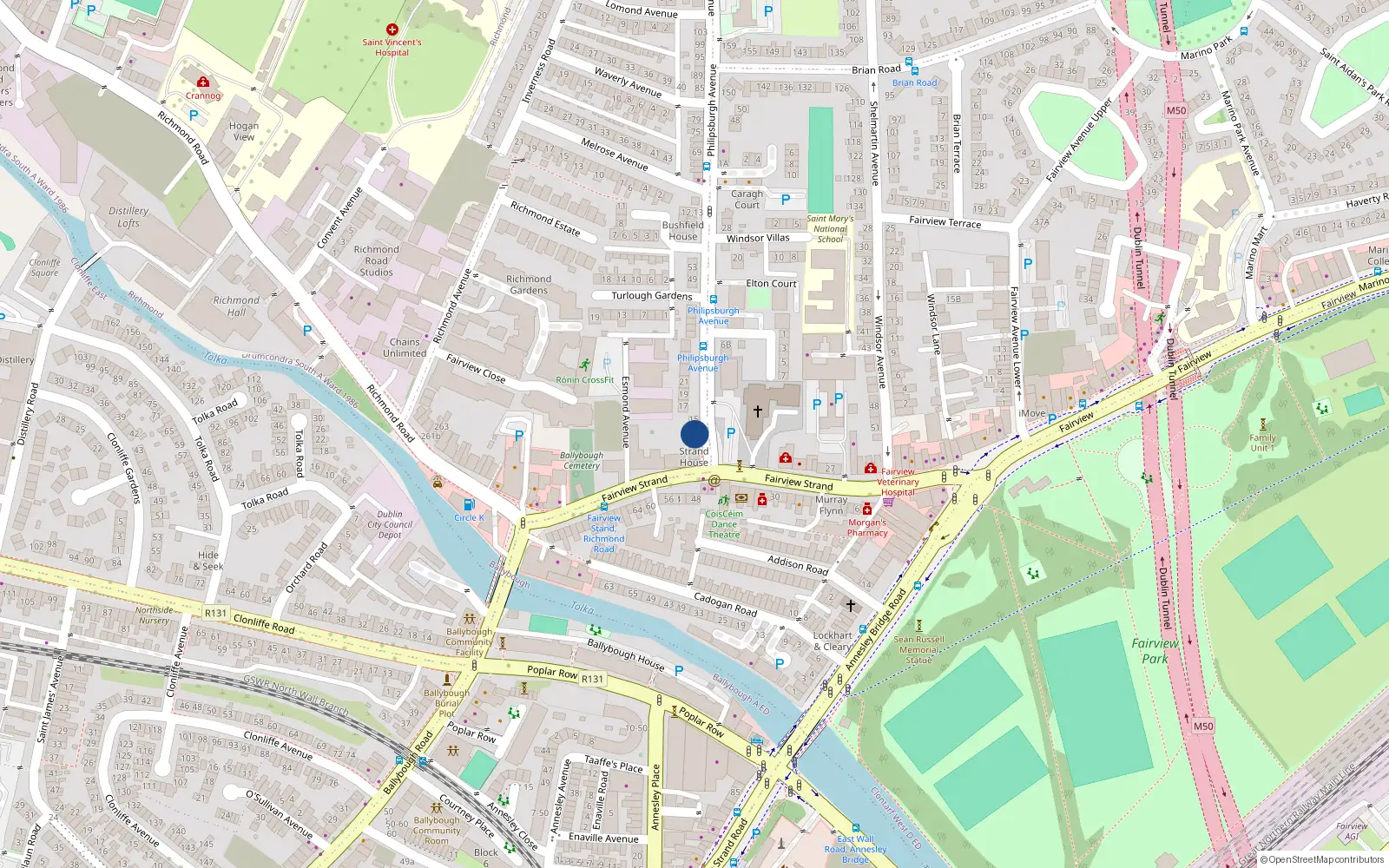 Overhead map showing the location of 9 Philipsburgh Avenue, Dublin 3