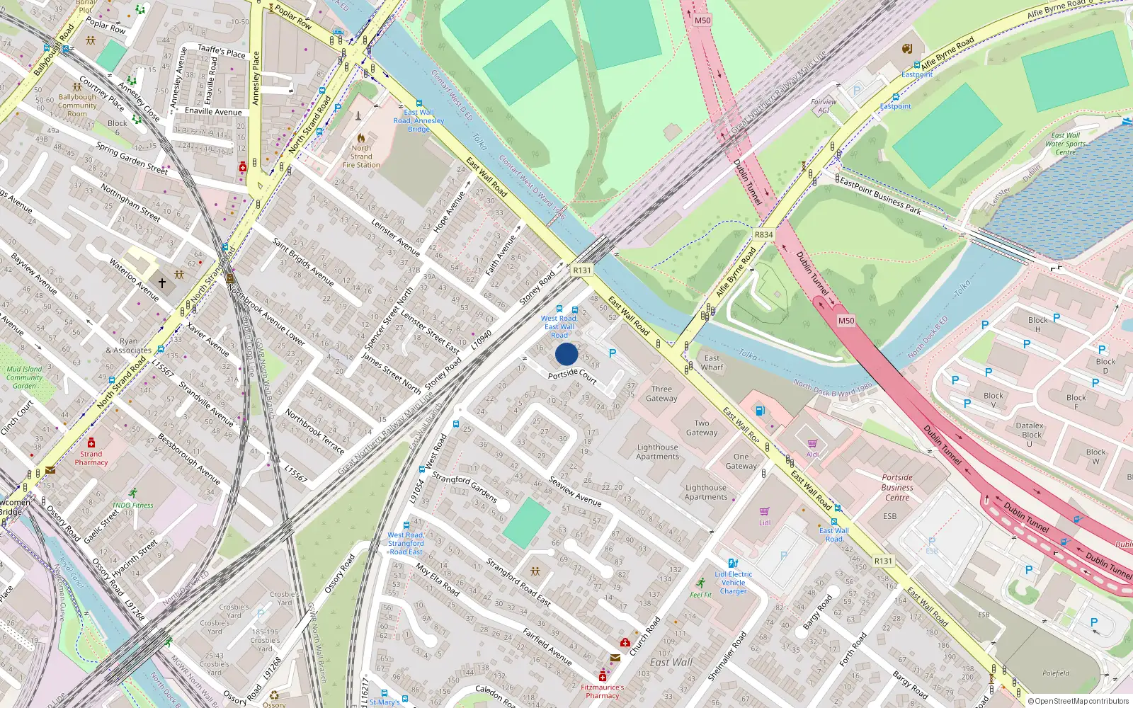 Overhead map showing the location of 9 Portside Court, Dublin 3