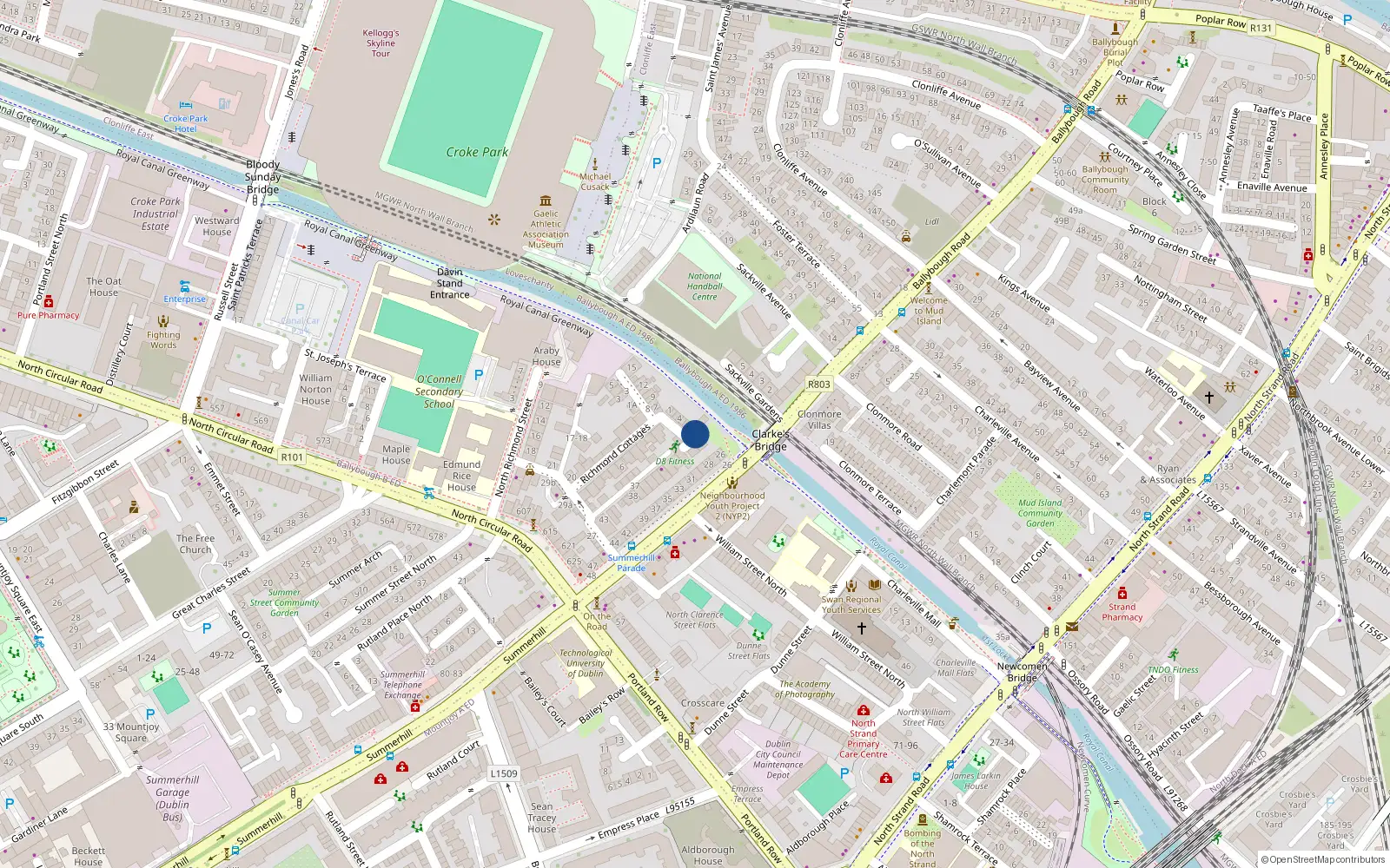 Overhead map showing the location of 9 Richmond Crescent, Off North Circular Road, Dublin 1