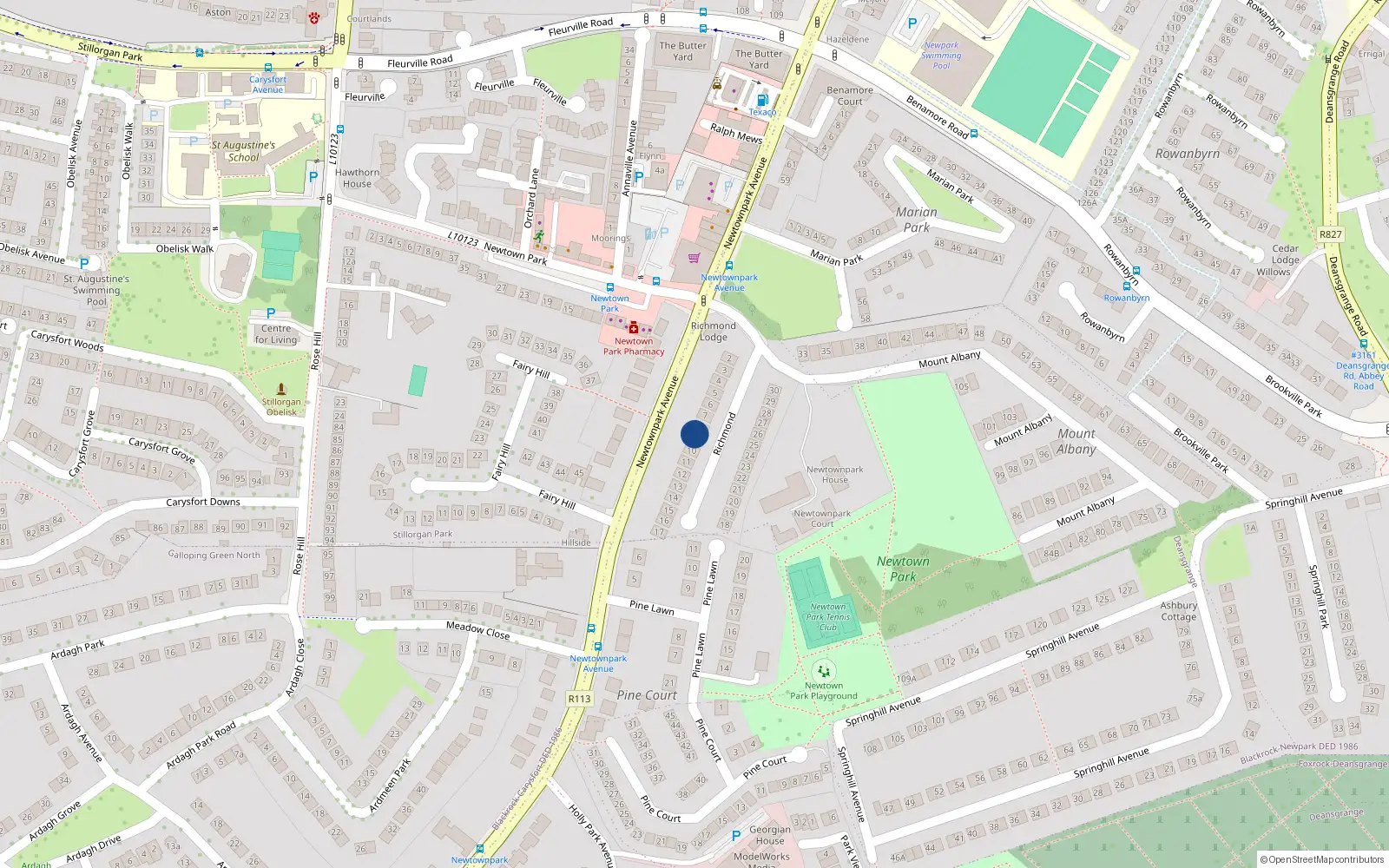 Overhead map showing the location of 9 Richmond, Blackrock
