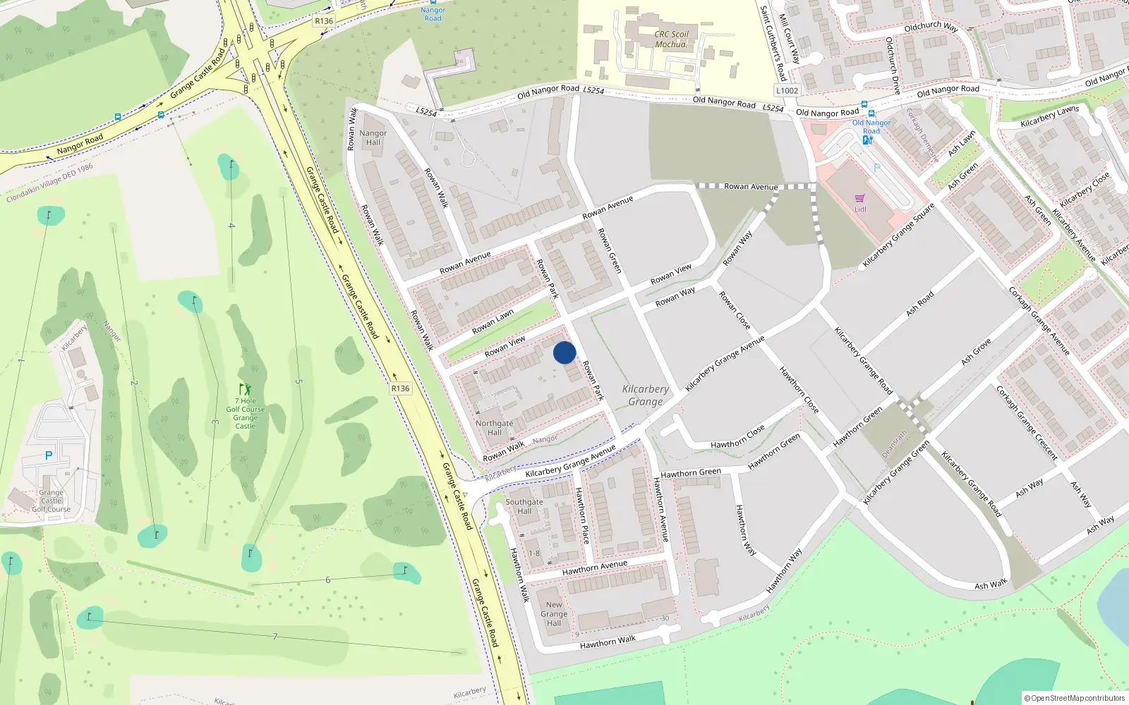 Overhead map showing the location of 9 Rowan Park, Nangor