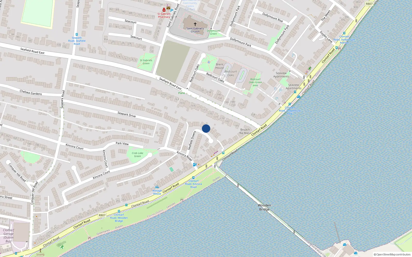 Overhead map showing the location of 9 Seafield Downs, Dublin 3