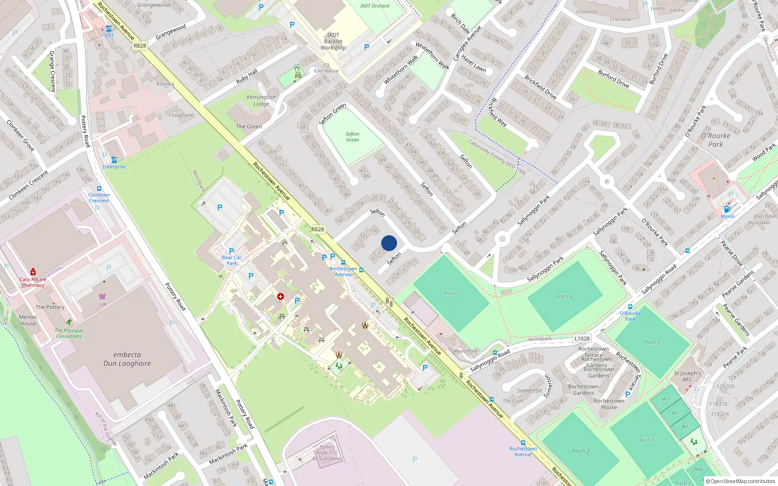 Overhead map showing the location of 9 Sefton, Dublin
