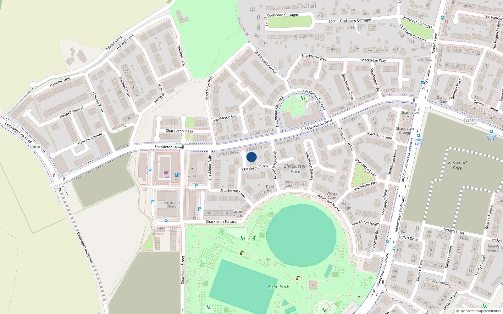 Overhead map showing the location of 9 Shackleton Cross, Lucan