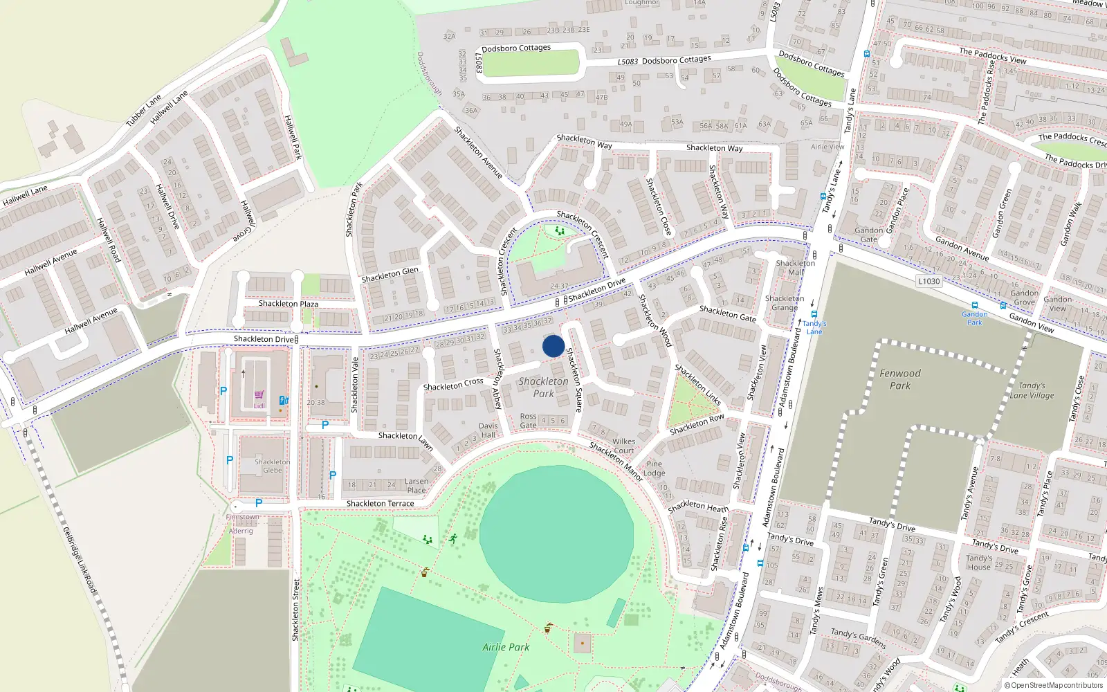 Overhead map showing the location of 9 Shackleton Square, Lucan