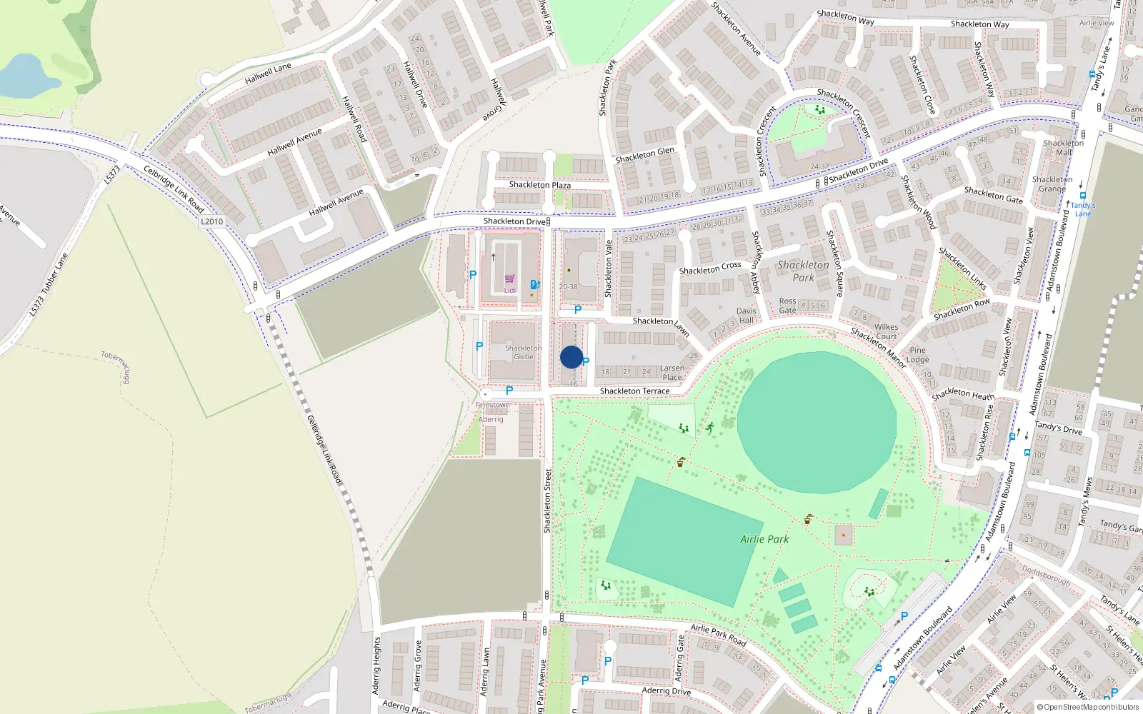 Overhead map showing the location of 9 Shackleton Terrace, Finnstown