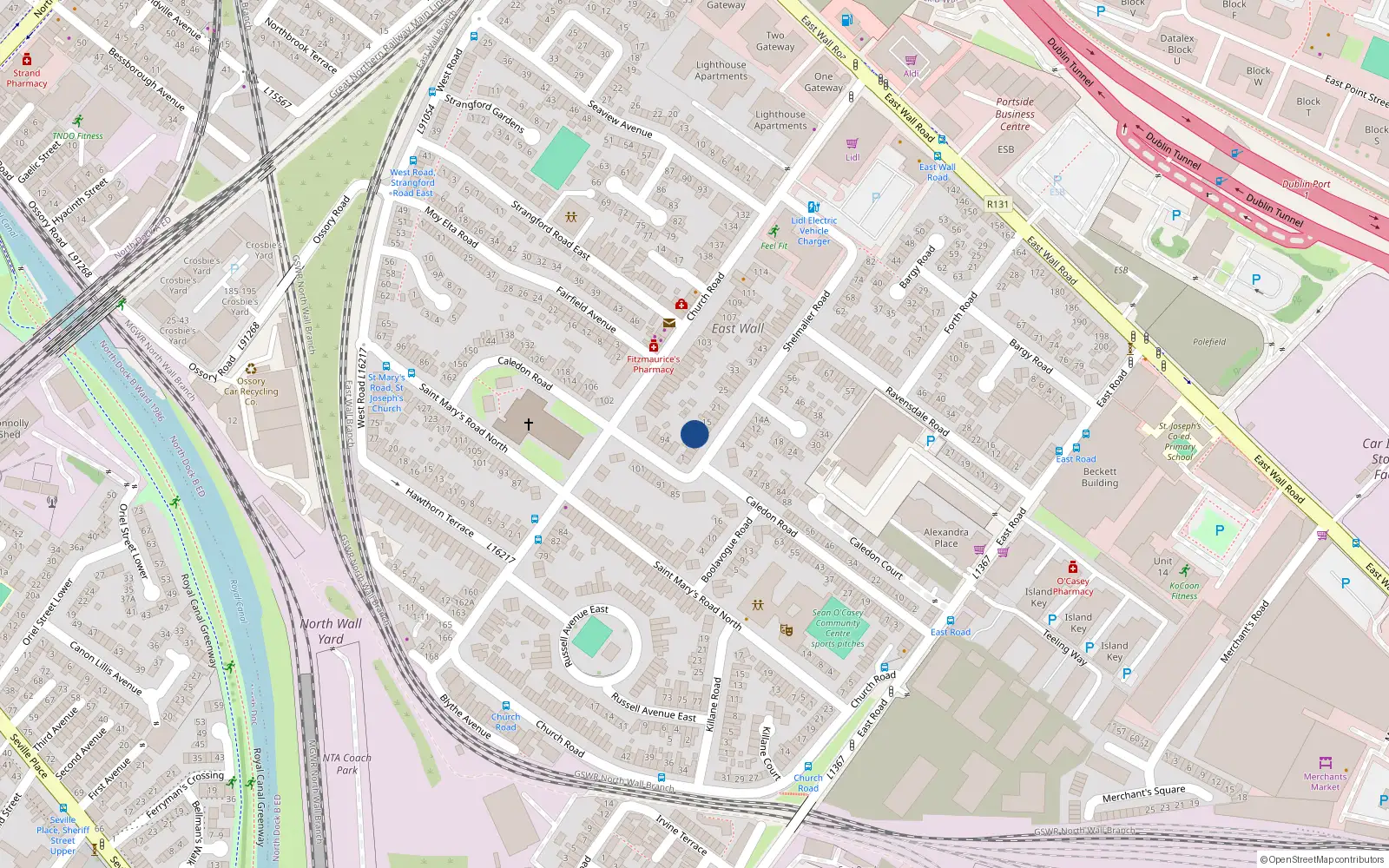 Overhead map showing the location of 9 Shelmalier Road, Dublin 3