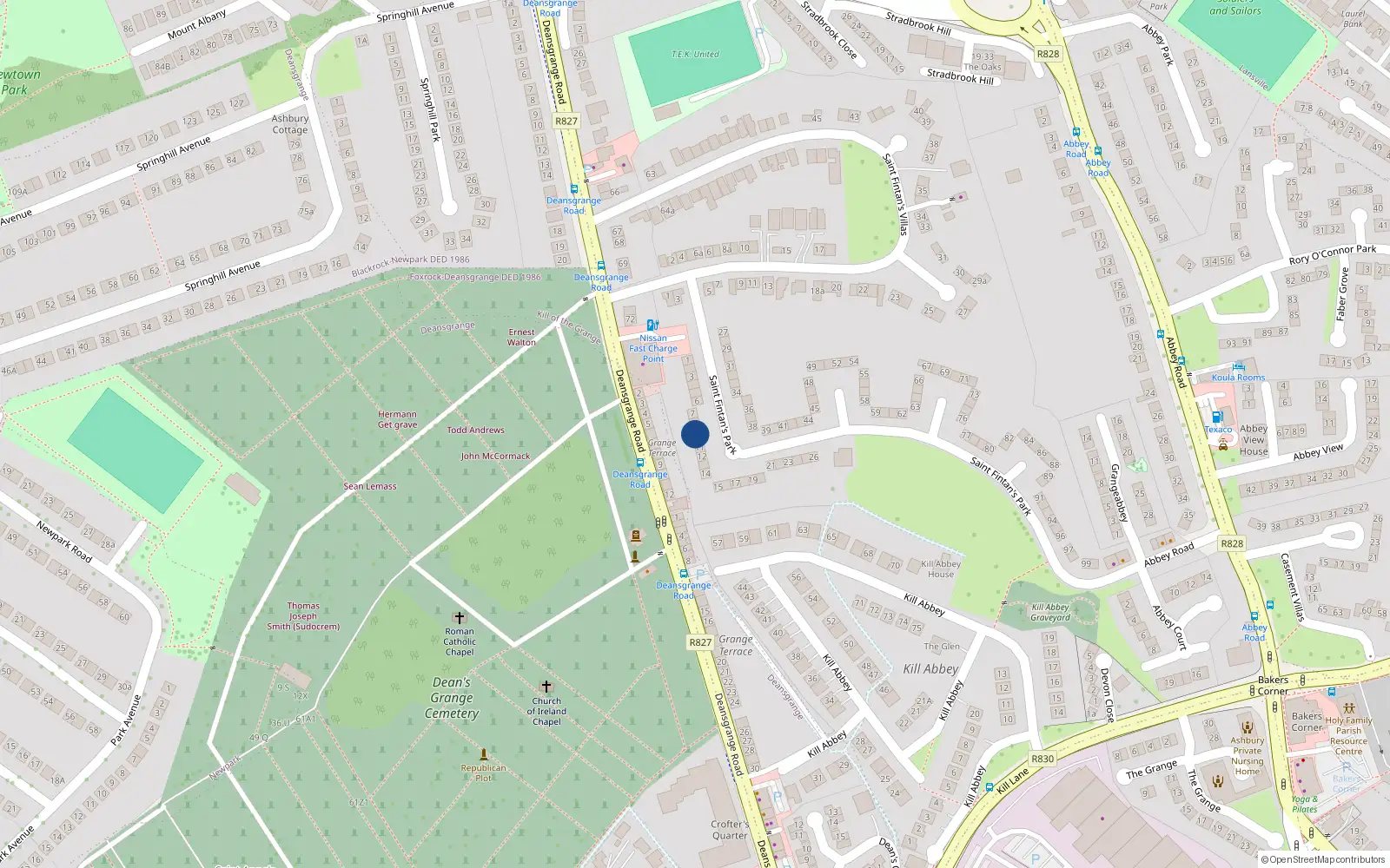 Overhead map showing the location of 9 St Fintans Park, Deans Grange, Blackrock