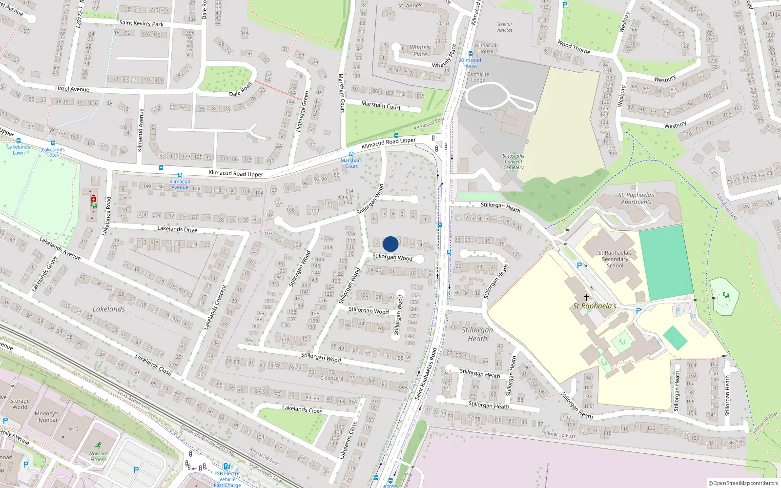 Overhead map showing the location of 9 Stillorgan Wood, Stillorgan, Dublin