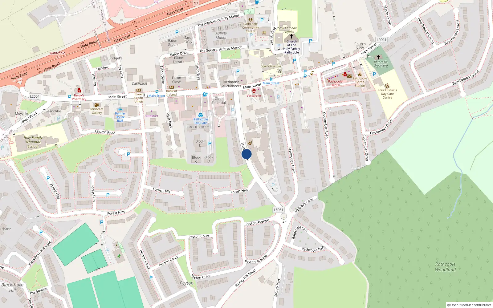 Overhead map showing the location of 9 Stoney Lane, Rathcoole