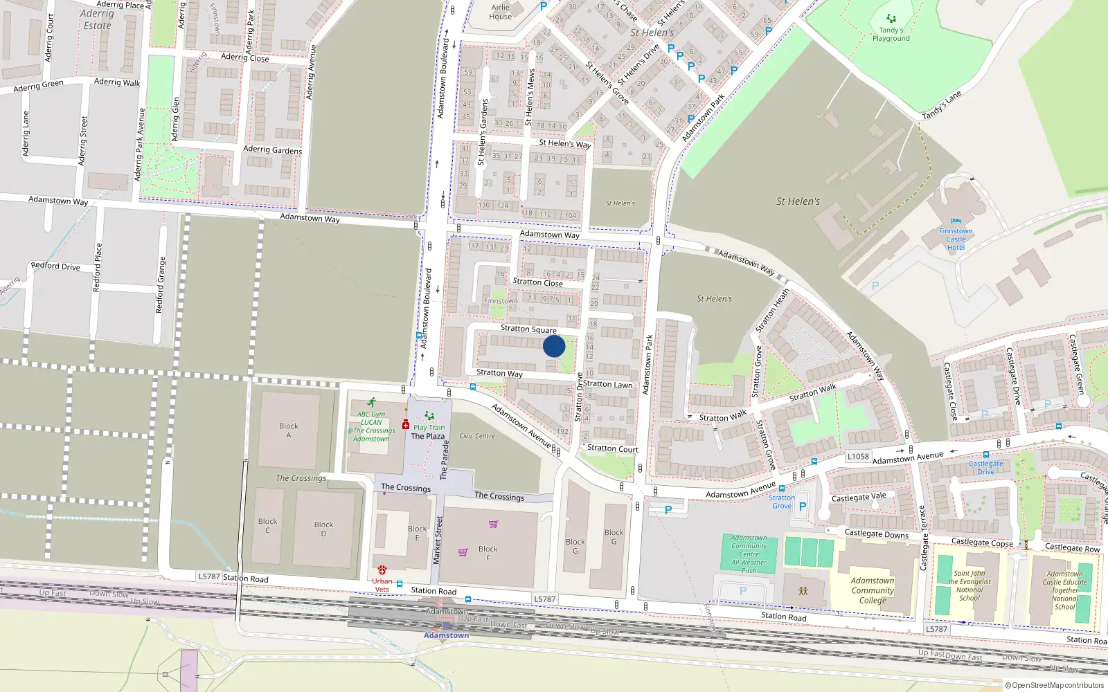 Overhead map showing the location of 9 Stratton Drive, Lucan