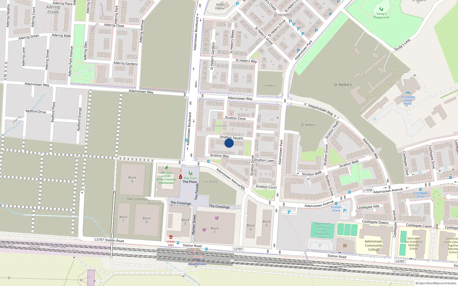 Overhead map showing the location of 9 Stratton Square, Lucan