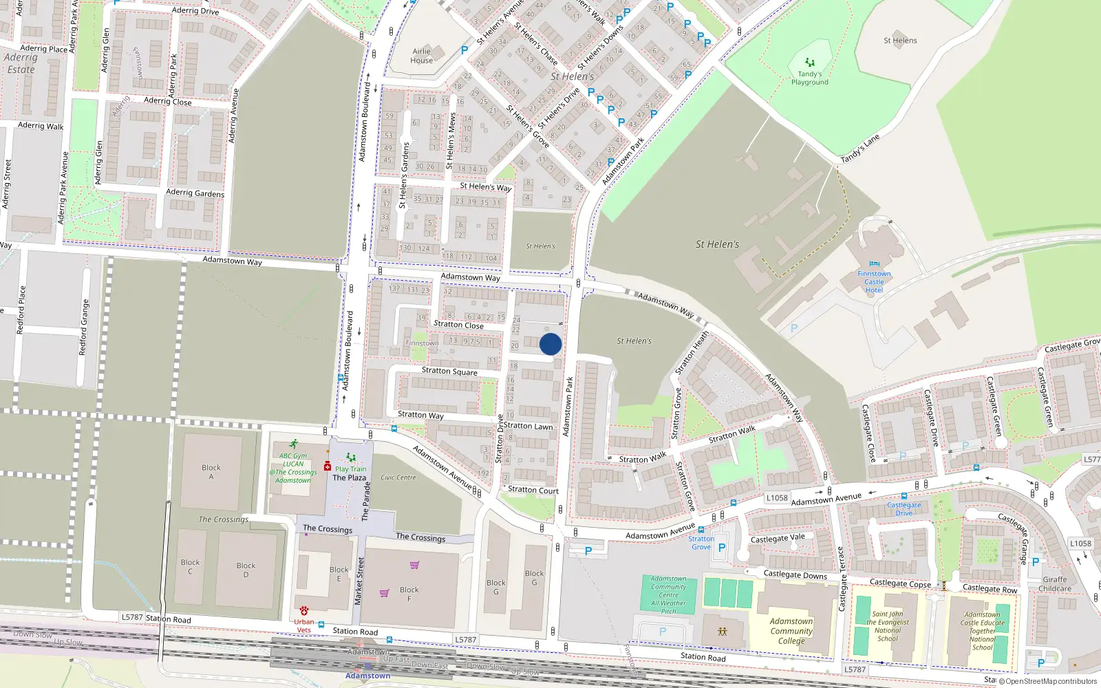 Overhead map showing the location of 9 Stratton Vale, Lucan