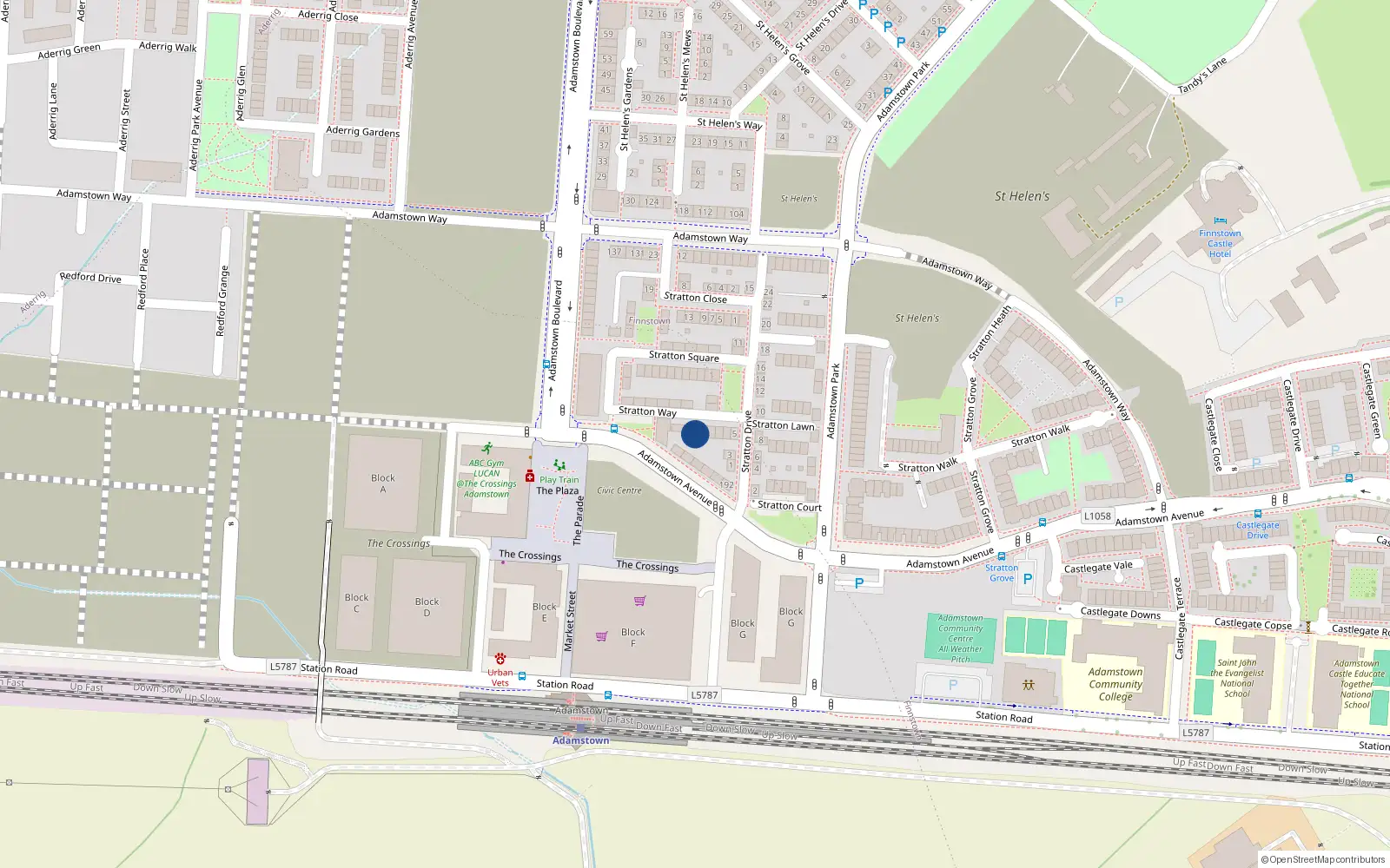 Overhead map showing the location of 9 Stratton Way, Adamstown Square, Adamstown