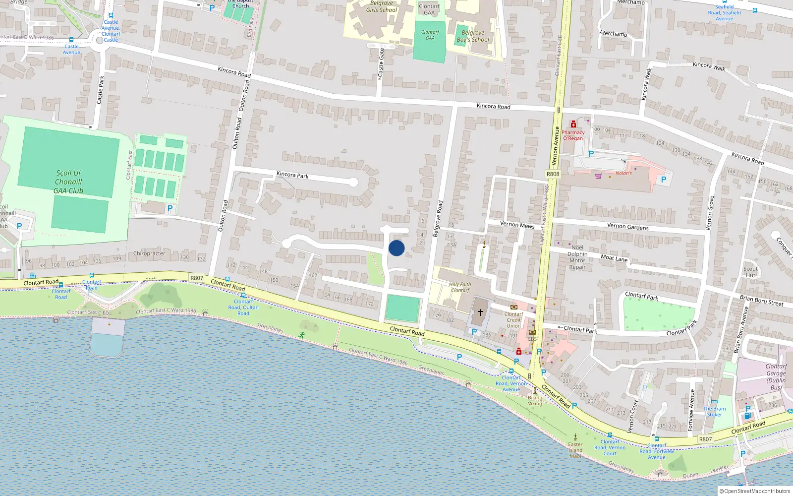 Overhead map showing the location of 9 Summerville, Dublin 3