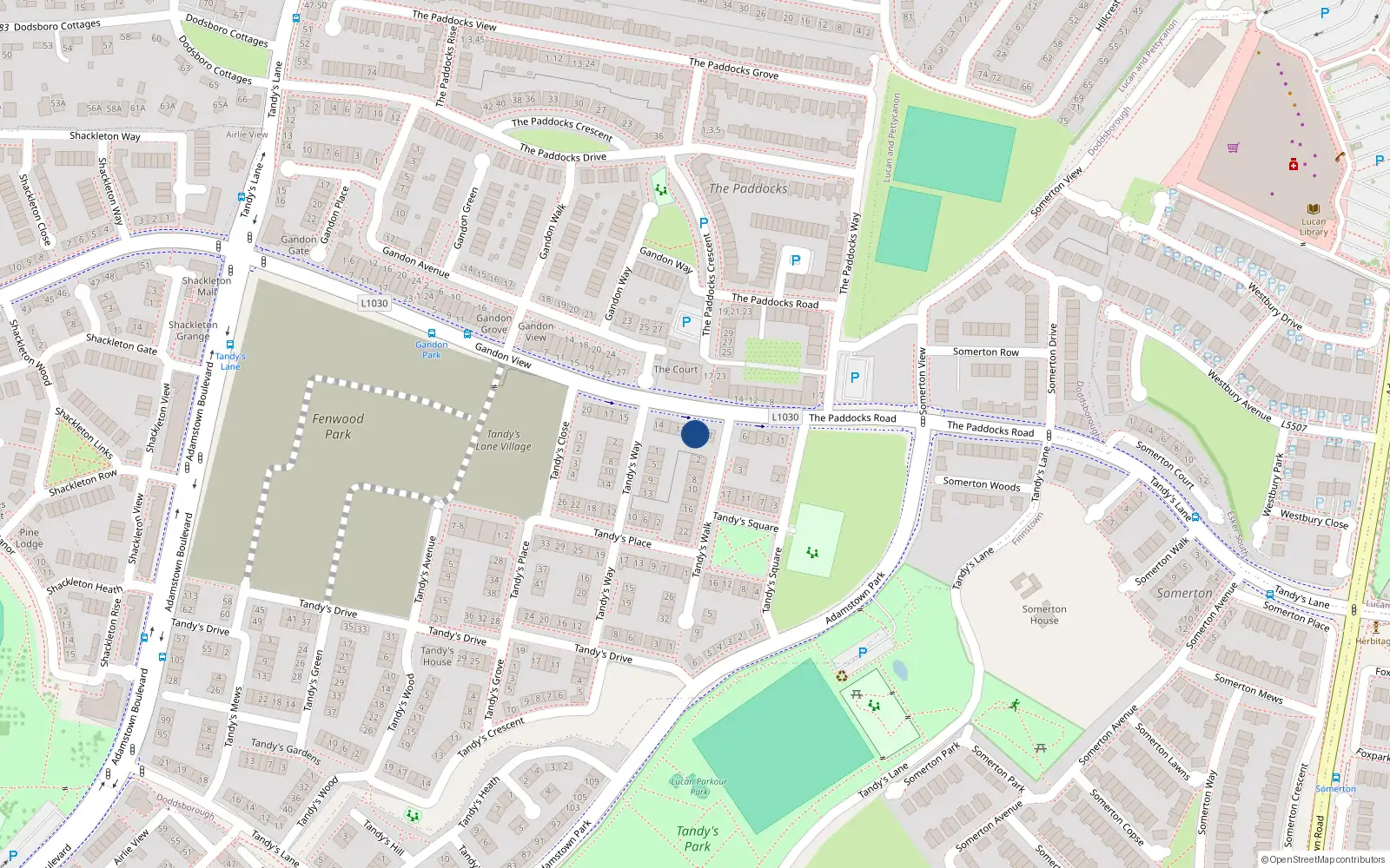 Overhead map showing the location of 9 Tandy's Gate, Lucan