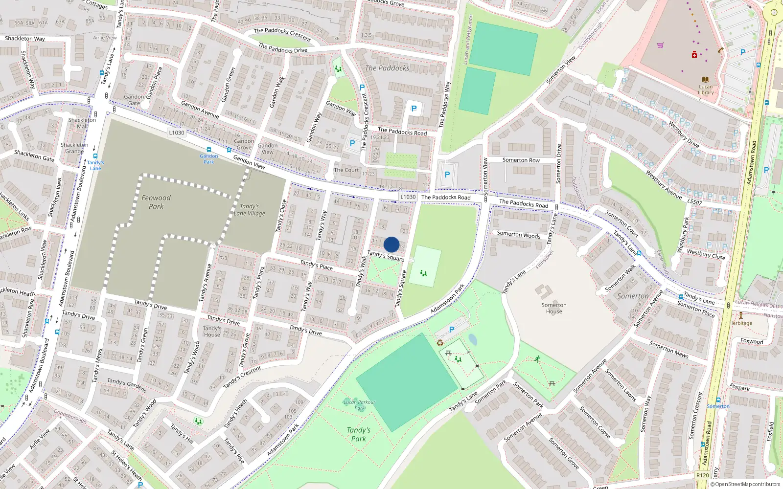 Overhead map showing the location of 9 Tandy's Square, Lucan