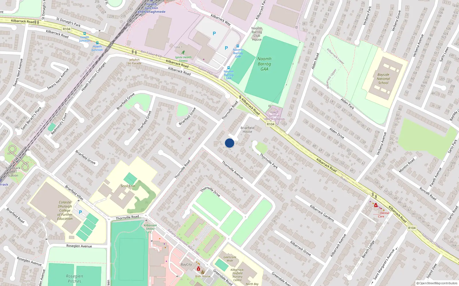 Overhead map showing the location of 9 the Belfry, Kilbarrack Road, Dublin 5