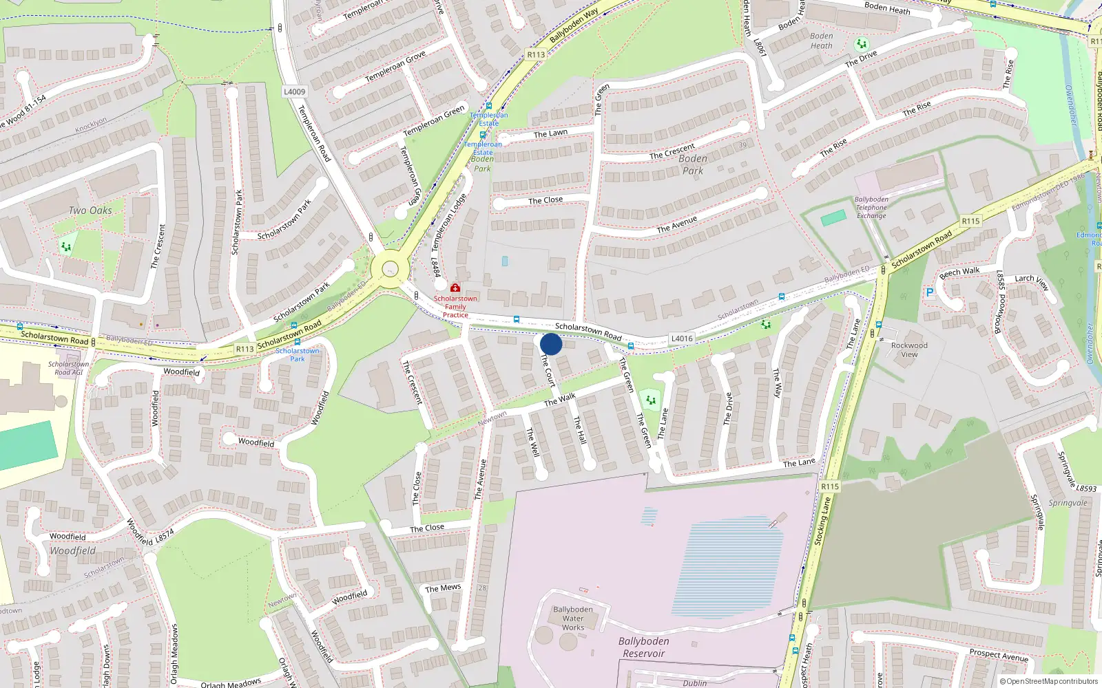 Overhead map showing the location of 9 The Court, Dublin 16