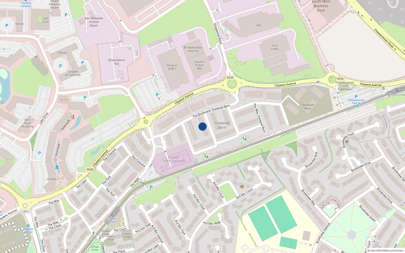 Overhead map showing the location of 9 The Drive, Brownsbarn