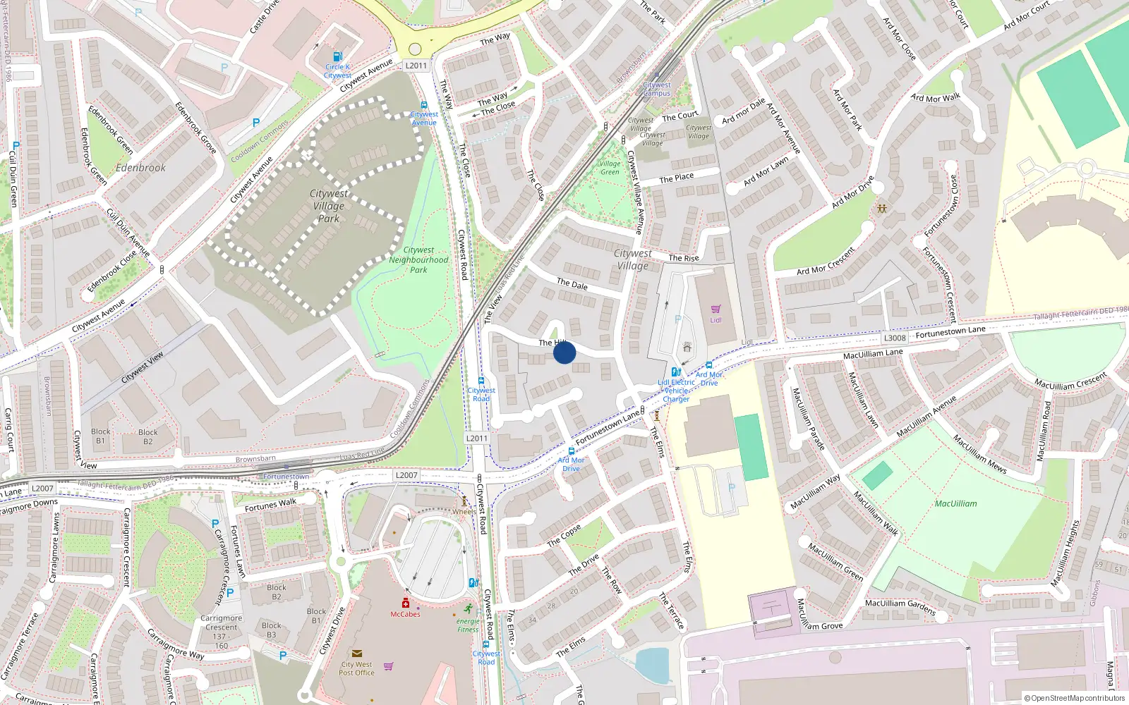 Overhead map showing the location of 9 The Hill, Citywest