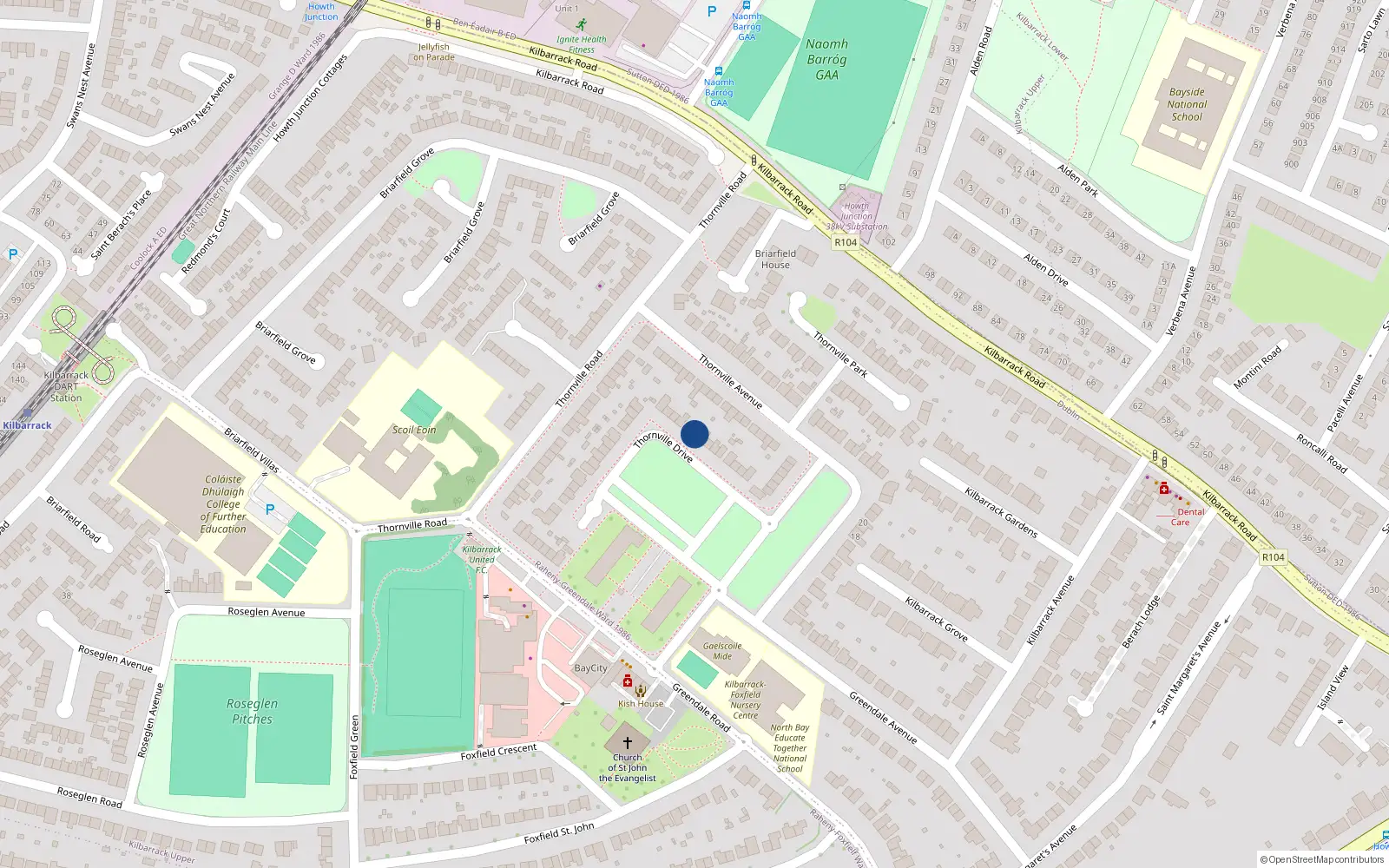 Overhead map showing the location of 9 Thornville Drive, Dublin 5
