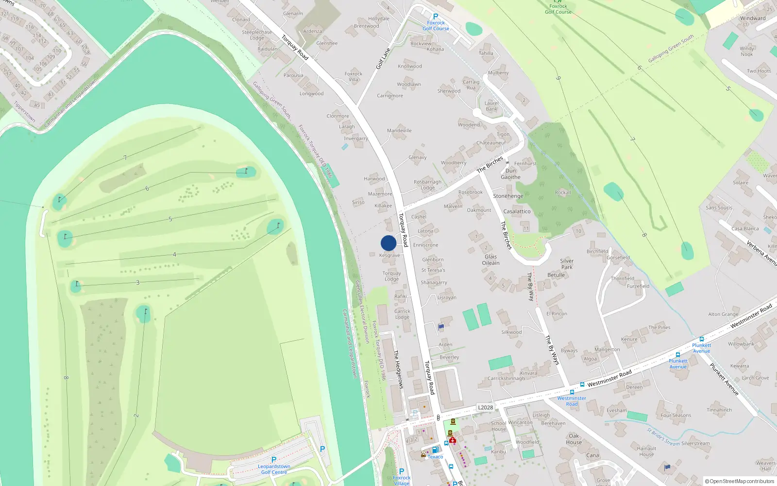 Overhead map showing the location of 9 Torquay Road, Sandyford