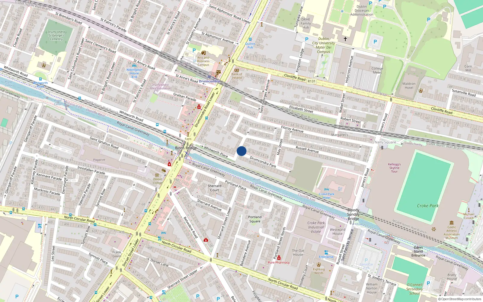 Overhead map showing the location of 9 Whitworth Avenue, Dublin 3