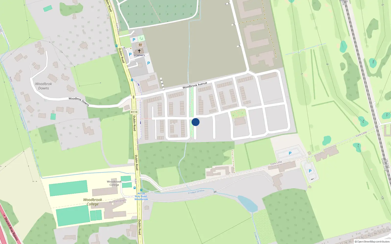 Overhead map showing the location of 9 Woodbrook Copse, Cork Little
