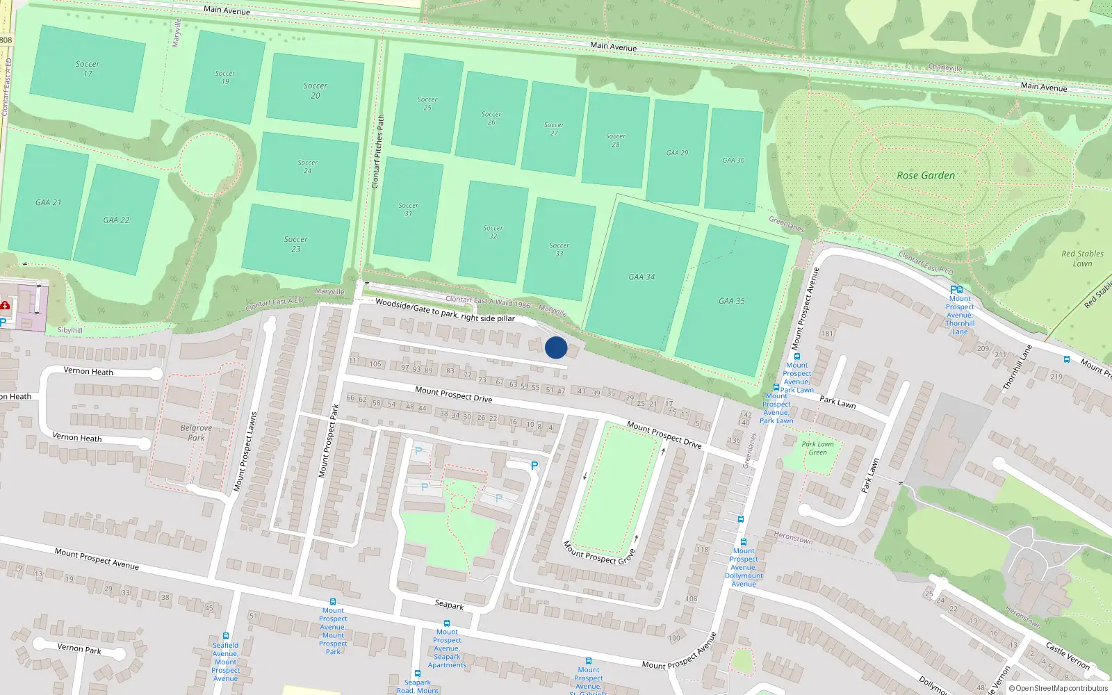 Overhead map showing the location of 9 Woodside, Dublin 3