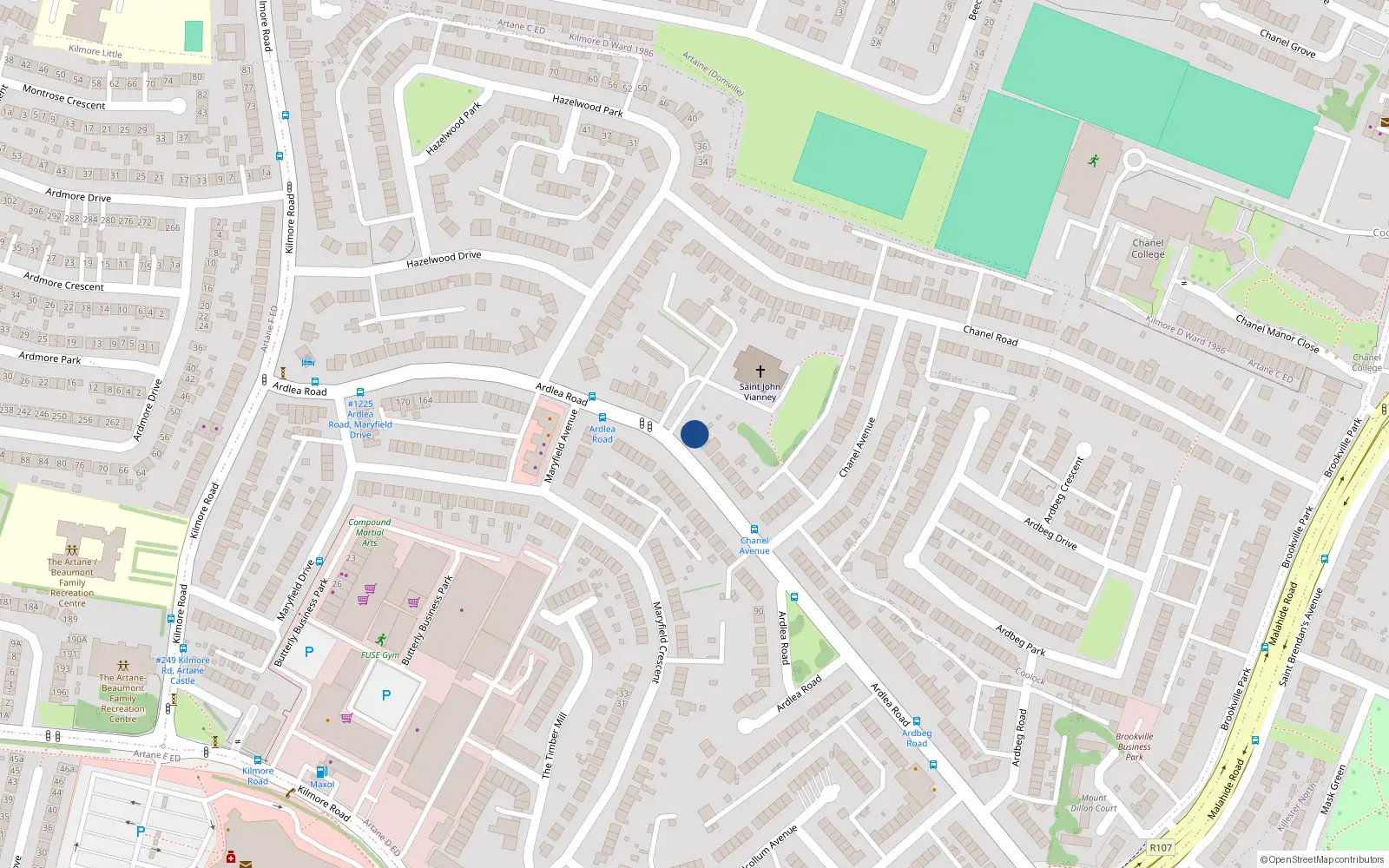 Overhead map showing the location of 91 Ardlea Road, Artane, Dublin 5