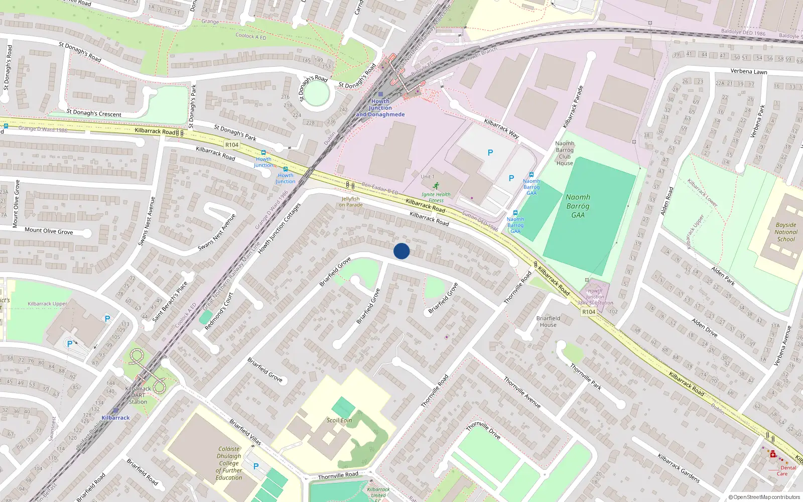 Overhead map showing the location of 91 Briarfield Grove, Kilbarrack, Dublin 5