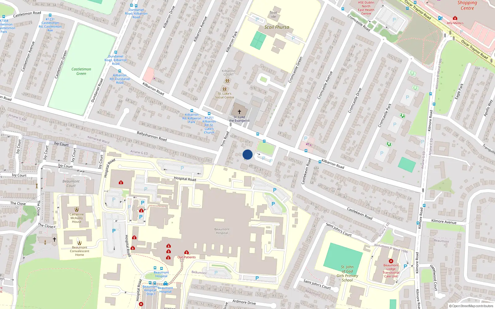 Overhead map showing the location of 91 Kilbarron Road, Dublin 5