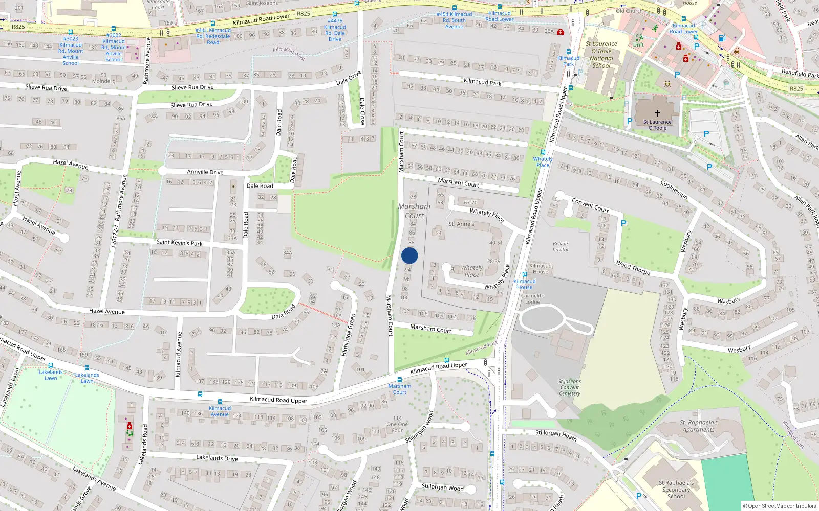 Overhead map showing the location of 91 Marsham Court, Blackrock