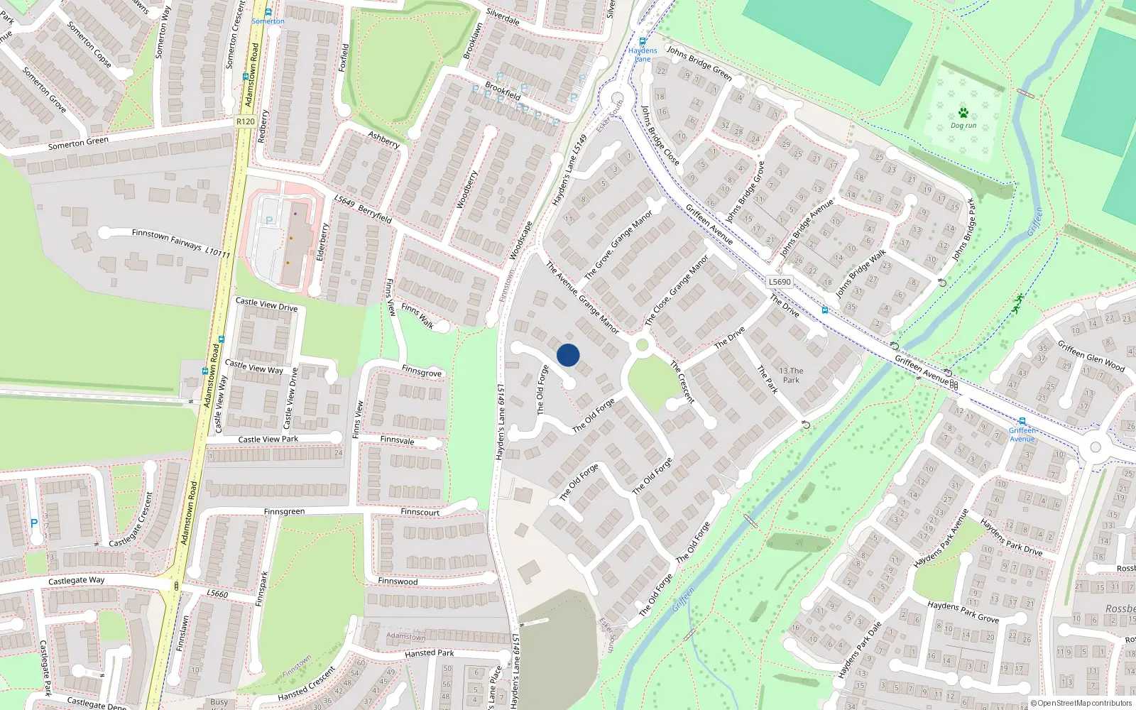 Overhead map showing the location of 91 The Old Forge, Lucan