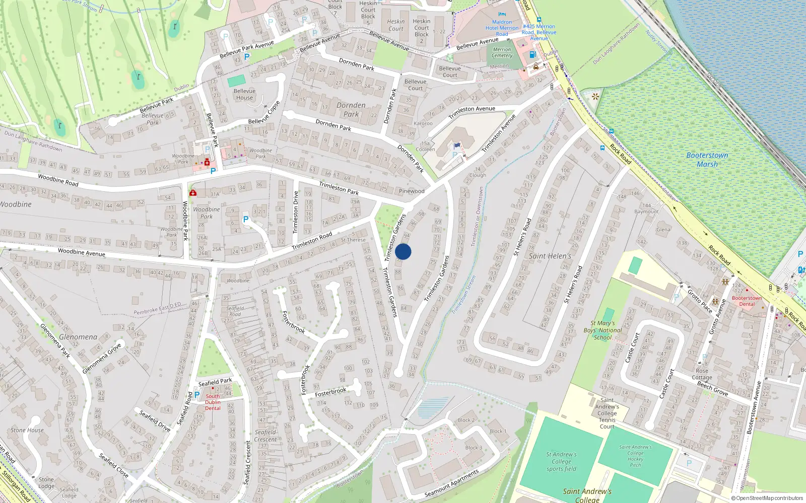 Overhead map showing the location of 91 Trimleston Gardens, Trimleston or Owenstown