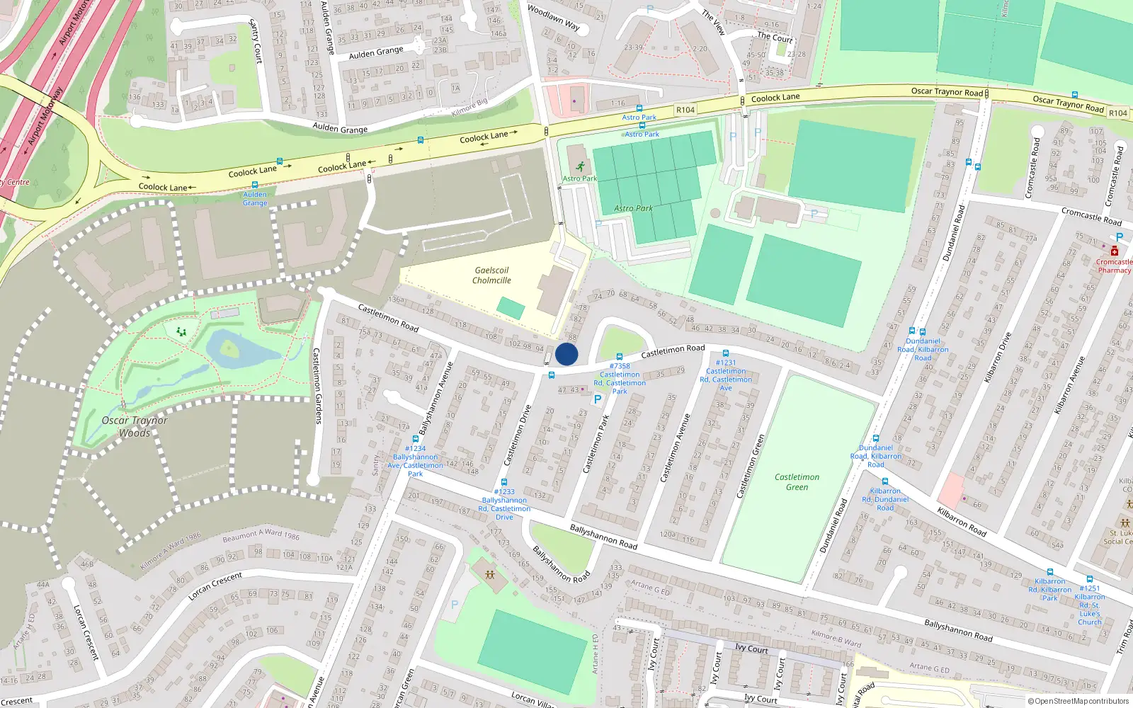Overhead map showing the location of 92 Castletimon Road, Dublin 5