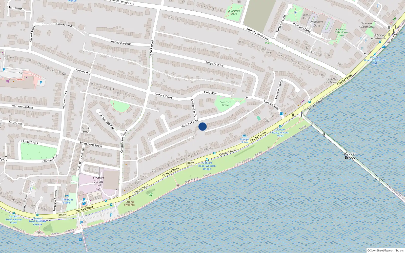 Overhead map showing the location of 92 Kincora Court, Dublin 3
