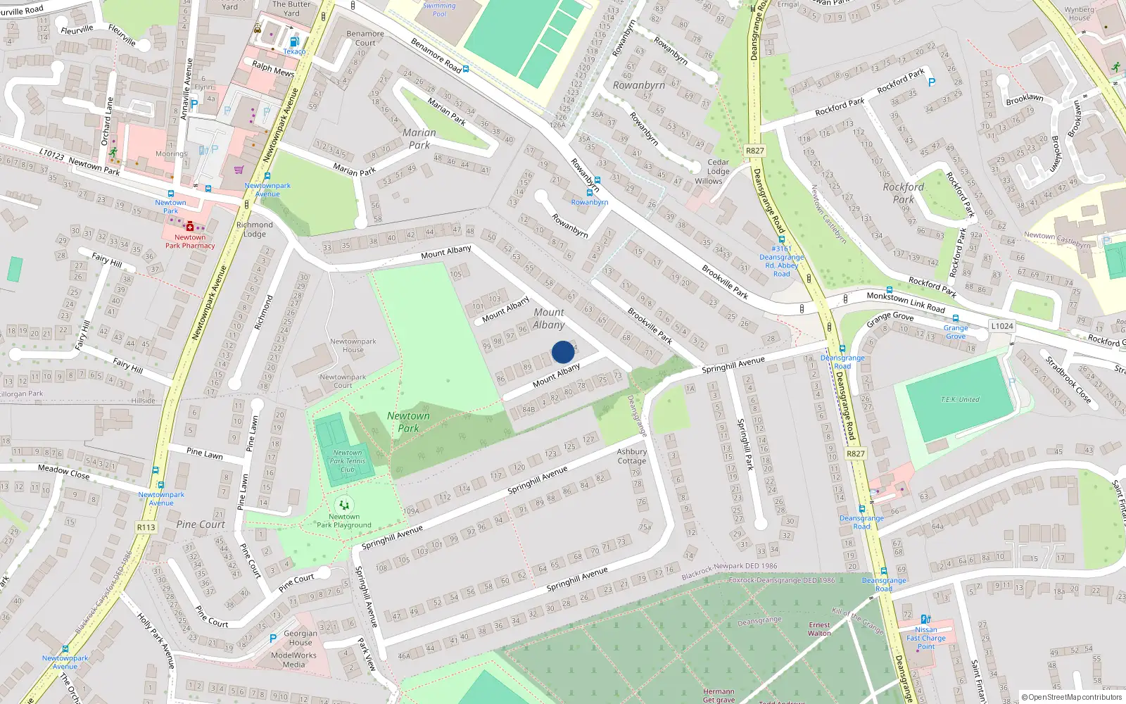 Overhead map showing the location of 92 Mount Albany, Blackrock