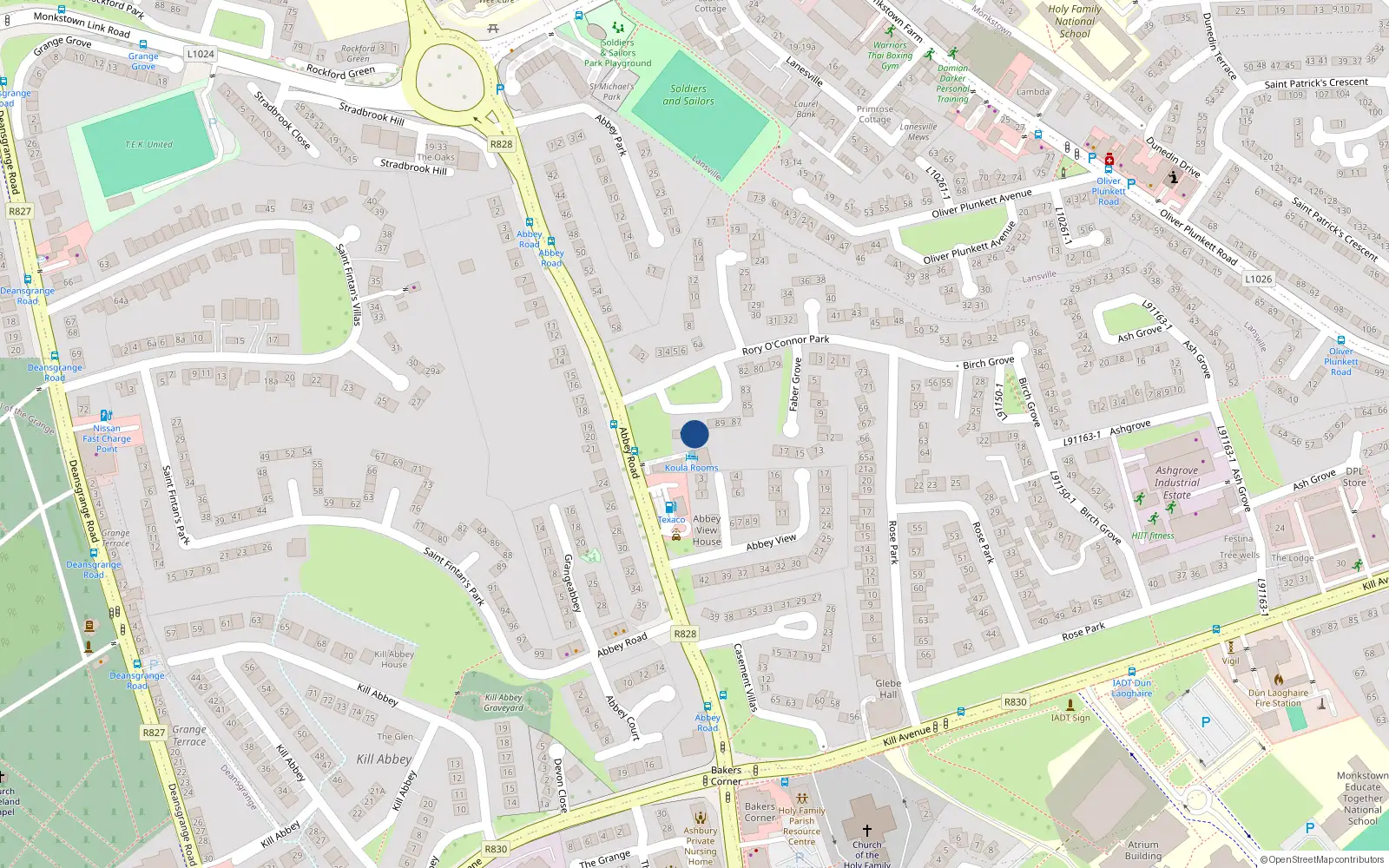 Overhead map showing the location of 92 Rory O'Connor Park, Dublin
