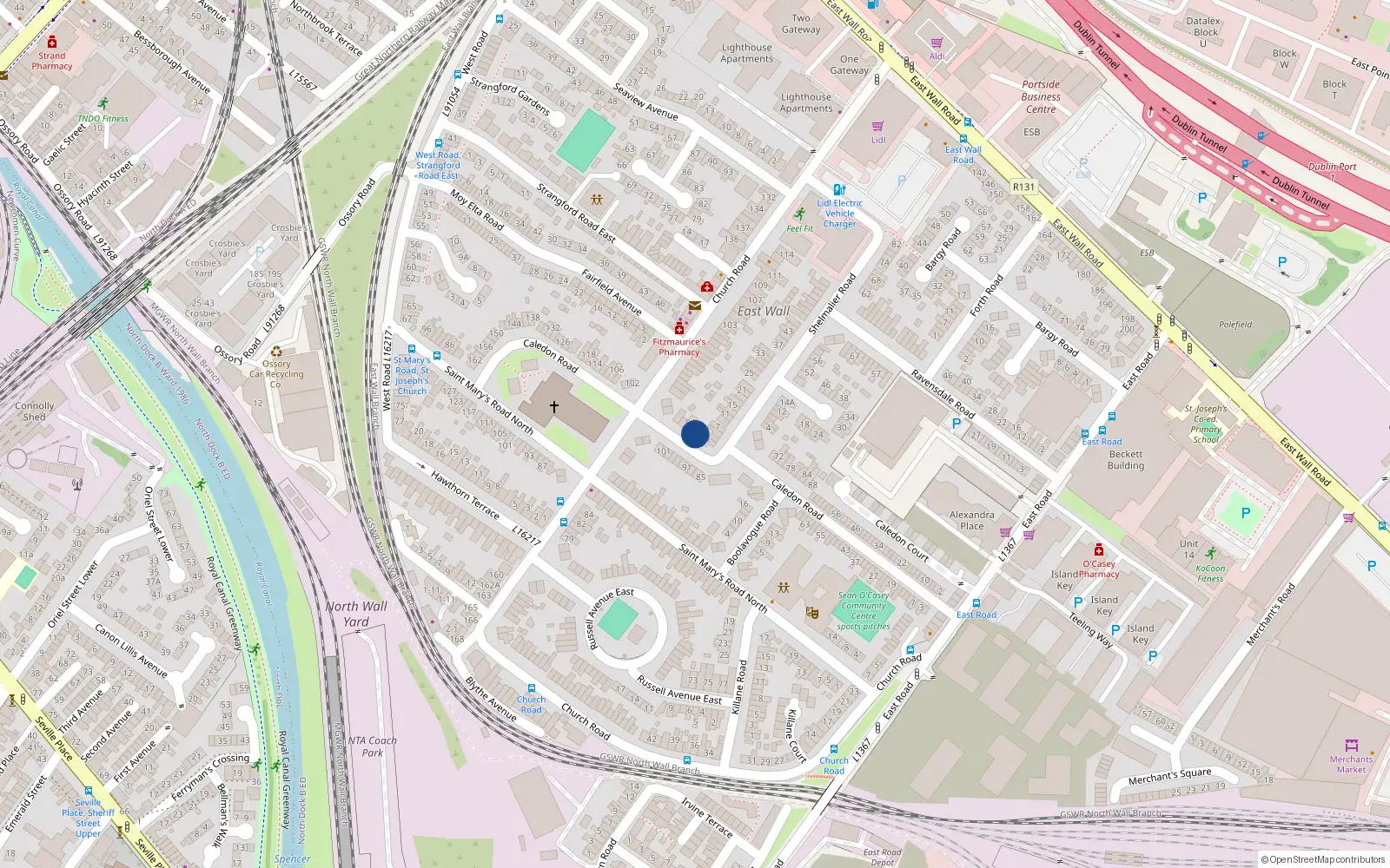 Overhead map showing the location of 92A Caledon Road, Wall, Dublin 3