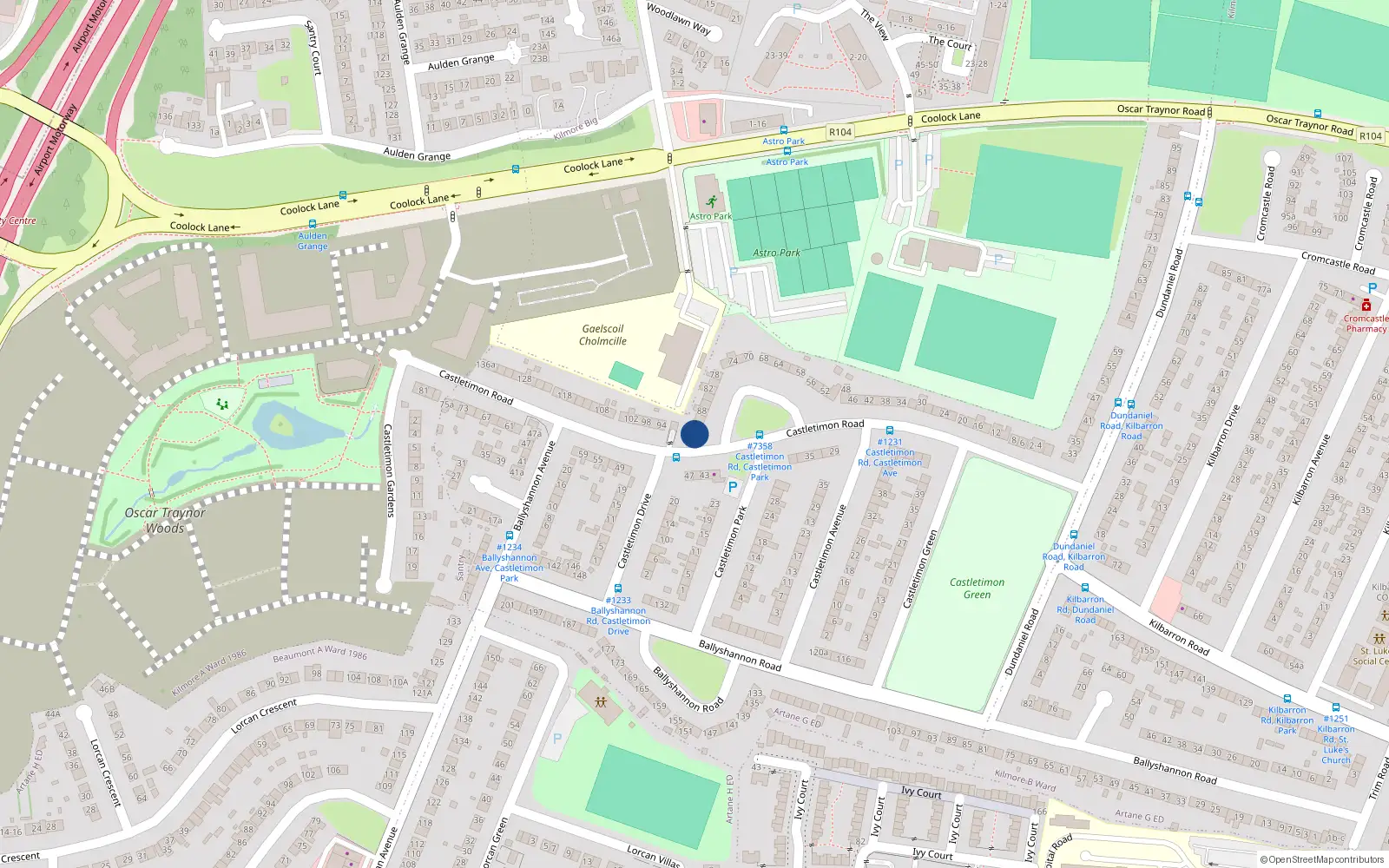 Overhead map showing the location of 92A Castletimon Road, Dublin 5
