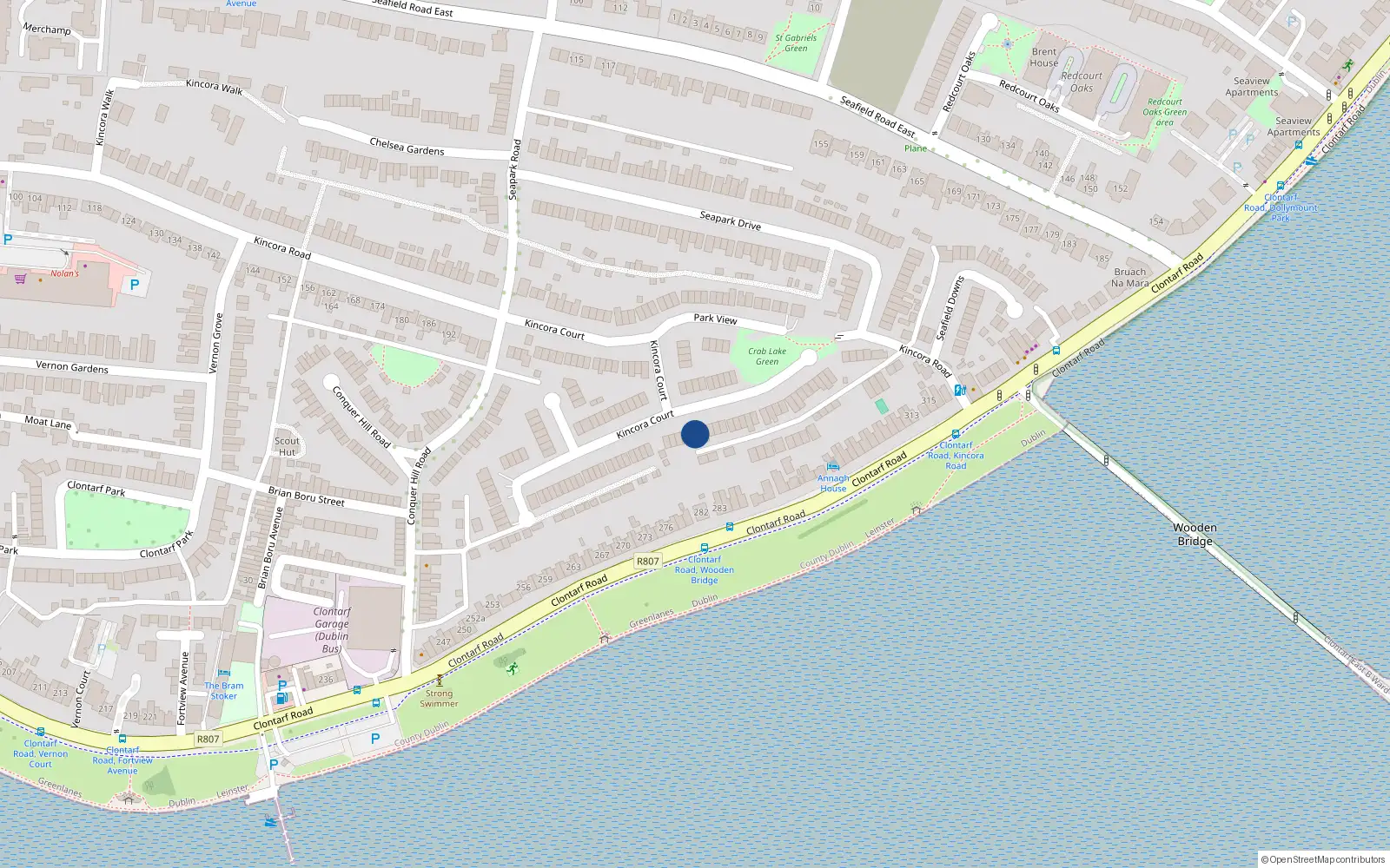 Overhead map showing the location of 93 Kincora Court, Dublin 3