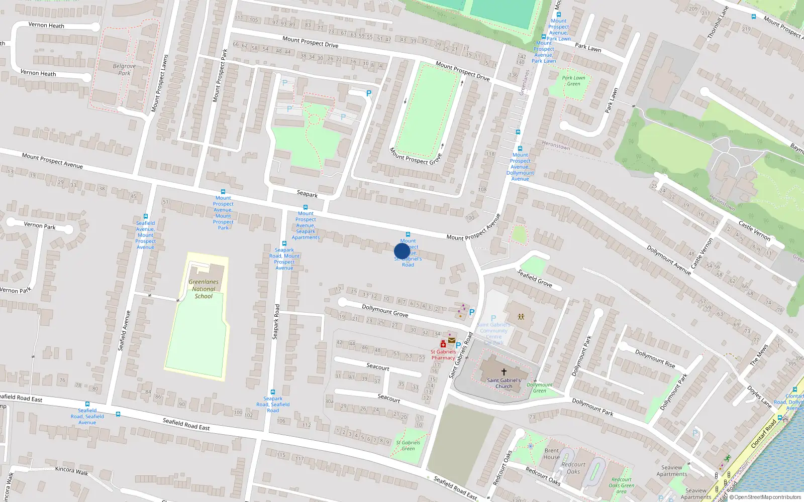 Overhead map showing the location of 93 Mount Prospect Avenue, Dublin 3